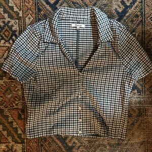 Madewell Crinkled Y-Neck Button-Down Shirt